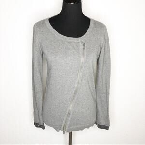 Soft Surroundings gray full zip sequin trim cardigan sweater size XS